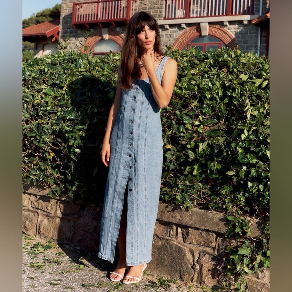 ZARA Z1975 BUTTONED DENIM MIDI DRESS